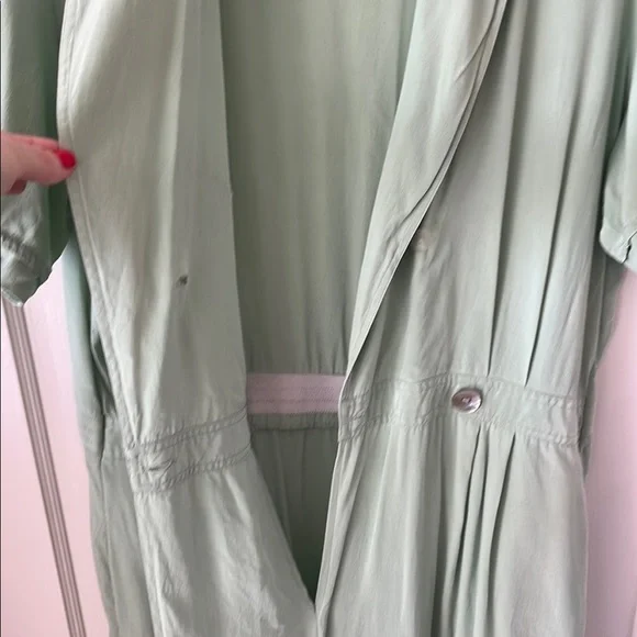 VINTAGE ROBBIE BEE pistachio Mint sage Green silk drop waist Dress 10 minimal - Picture 8 of 14